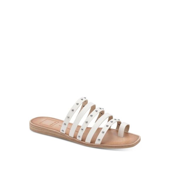 DOLCE VITA Shoes - DOLCE VITA Womens White Kaylee Square Toe Wedge Slip On Slide Sandals 7.5
